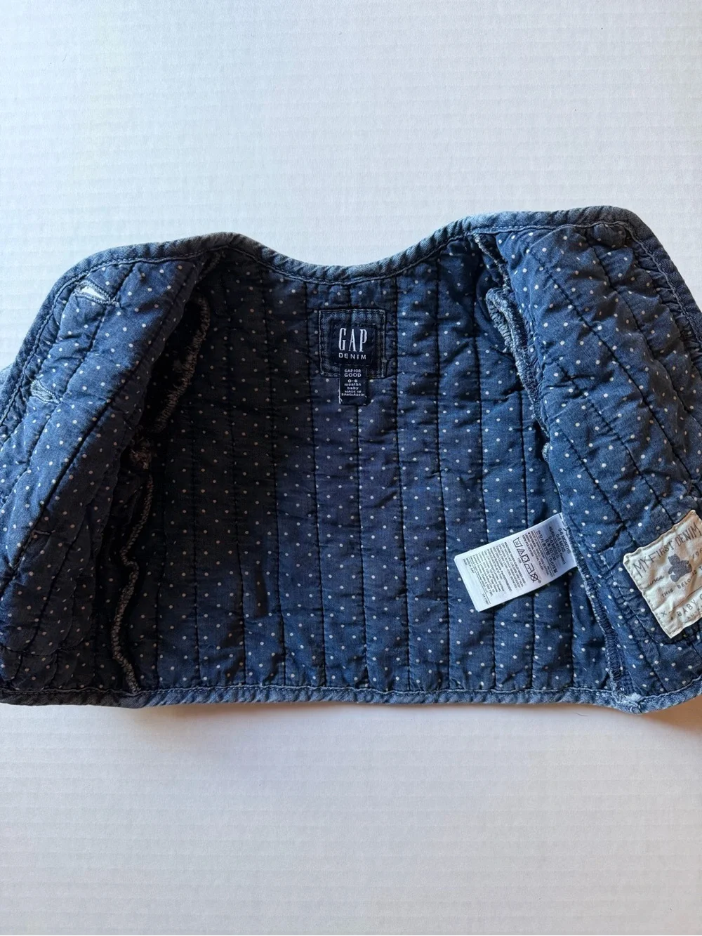 Baby Gap Denim Quilted Patchwork Jacket 0-6M Floral Polka Dot